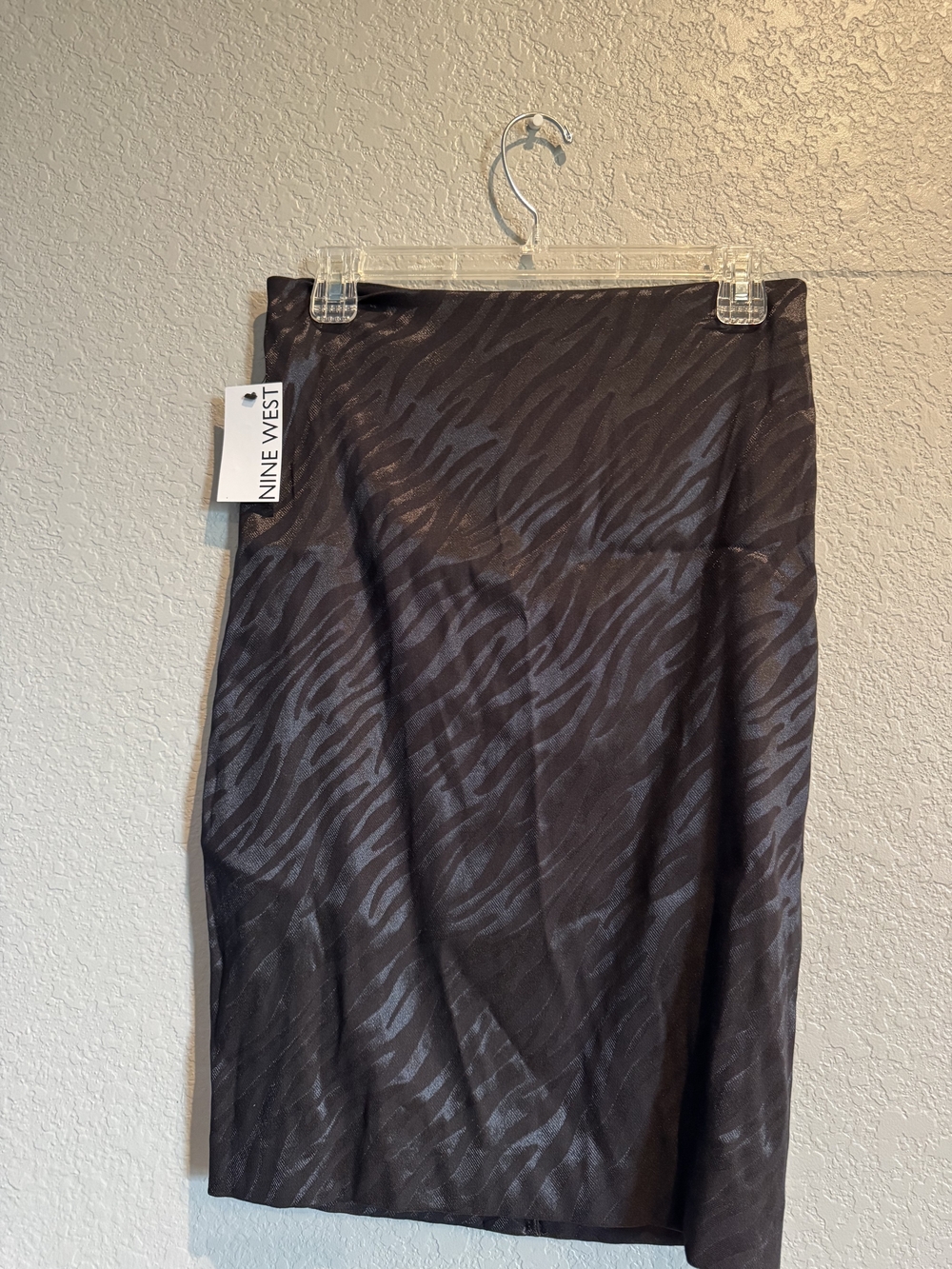 Nine West Black Zebra-Print Pencil Skirt
